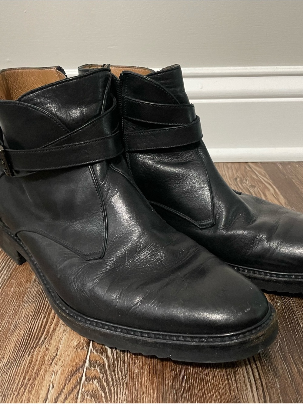 Gravati Italy Black Leather Jodphur Boots Chelsea Custom Size 9 Men's Vibram